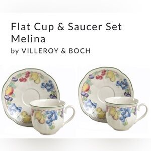 Set of 2 vintage Villeroy & Boch 1748 Melina cups and saucers